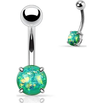 Piercing Piercing do pupíku pryskyřičný opál 8 mm (zelená)