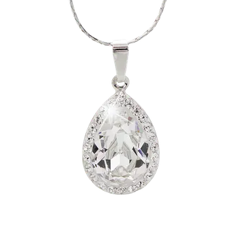 Náhrdelník Náhrdelník čirý se Swarovski Elements Kapka Krystal