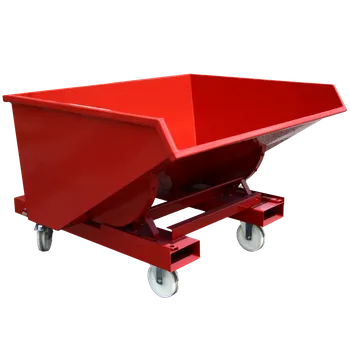 Skladový kontejner Výklopný kontejner Profi s dvojitým dnem pojízdný 1700l Červená RAL 3020