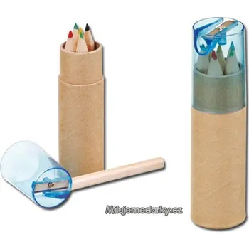 Pastelka Dřevěné pastelky v kulatém boxu s ořezávátkem, modrá