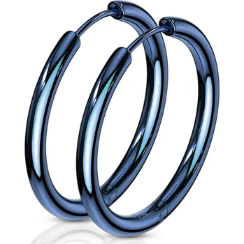Náušnice Modré ocelové náušnice - kruhy 25 mm