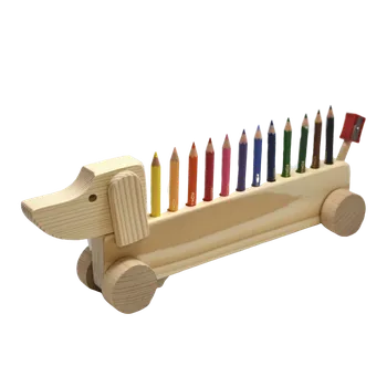 Dřevěná hračka Pes s pastelkami