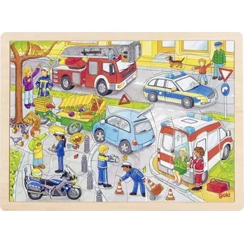 Puzzle Puzzle na desce - Velké A3, Policejní zásah, 56ks (Goki) - Doprodej