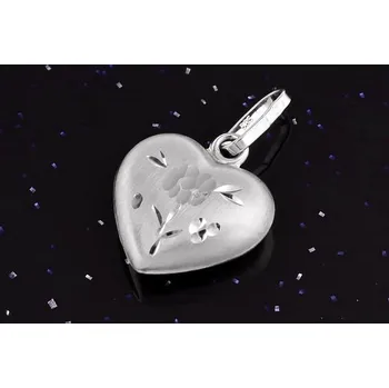 Přívěsek Ryté bílé srdce-zlatý přívěsek P073, Au 585/1000 14kt, 0,50g (14kt,váha 0,50g)