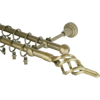 Garnýž kovová 400 cm dvouřadá - dvojitá 16 azur zlatá antik