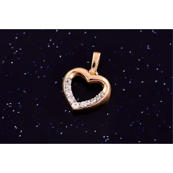 Přívěsek Zlatý přívěsek srdce se zirkony P053, Au 585/1000 14kt, 1,20g (14kt,váha 1,20g)