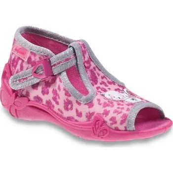 Dívčí bačkory Bačkůrky papučky Befado 213P100 růžové leopardí s kočkou velikost: 19