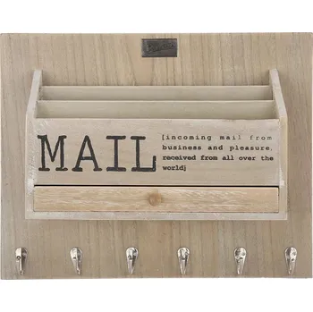 Úložný box Přírodní box na poštu na zeď s nápisem Mail - 38*30*11 cm