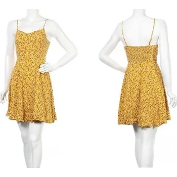 Dámské šaty Dámské květované letní šaty na úzká ramínka - žluté - vel. M