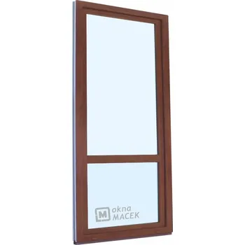 Vchodové dveře Plastové balkonové dveře - KNIPPING 70 AD, 900x2400 mm, OS, s příčkou, ořech Otevírání: pravé, Barva, imitace: ořech/bílá (jednostranně), Provedení: jednostranná klika + madýlko + PVC rám + příslušenství a montážní materiál zdarma