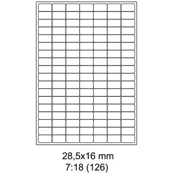 Speciální papír Print etikety Emy 28,5x16 mm, 126ks/arch, 100 archů, samolepící