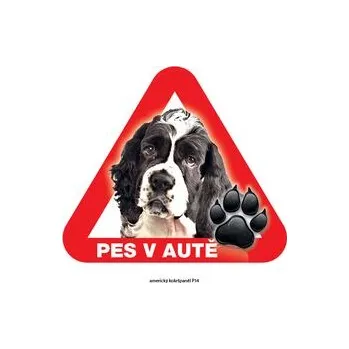 Značení Grel nálepka na sklo pozor pes v autě americký kokršpaněl