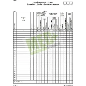 Denní pracovní záznam ženského lékaře, 100 ks v balení