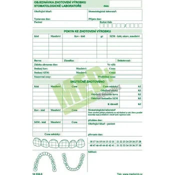 Objednávka zhotovení výrobku stomatologické laboratoře, blok