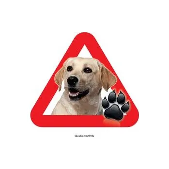 Značení Grel nálepka na sklo pozor pes v autě labrador čelně