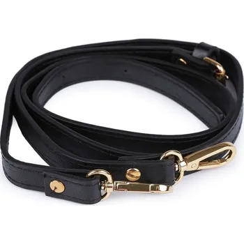 Koženkový popruh / ucho na kabelku s karabinami šíře 1,5 cm, barva 5 černá zlatá
