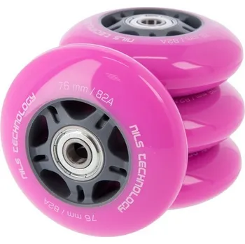 Kolečko k in-line bruslím NILS EXTREME PU kolečka s ložisky NILS EXTREME 76x24mm ABEC 7 růžové