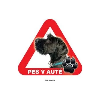 Značení Grel nálepka na plech pozor pes v autě knírač střední