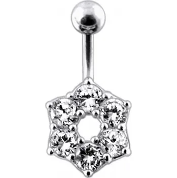 Piercing Šperky4U Stříbrný piercing do pupíku - kytička - BP01016-C
