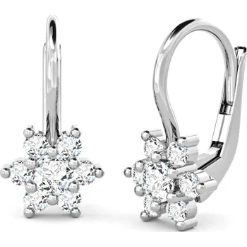 Náušnice Dívčí náušnice z bílého zlata - kytičky se zirkony