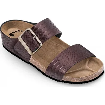 Dámské pantofle FORcare zdravotní obuv 303050 hnědá potisk hadí vzor, Velikost 39