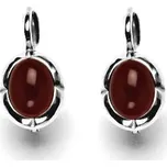 Zlaté náušnice, bílé zlato, přírodní granát, NK 1374 (granát 8x6 mm)