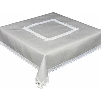 Stolování Ubrus celoroční, Bílá krajka, šedobílý