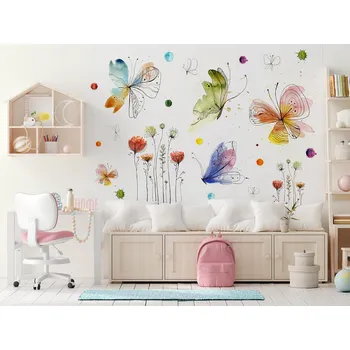 Tapeta TAPETA NA ZEĎ MOTÝLI NA LOUCE AKVAREL