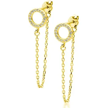 Náušnice Pozlacené náušnice s kroužkem a se zirkony - Meucci SLE101