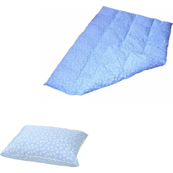 Polštář Lina Dětská souprava 90x130 cm, polštář 40x60 cm MODRÁ S BÍLÝMI PEŘÍČKY Obsah prachového peří: 10% prachového peří, zbytek obsahuje kvalitní husí drané peří