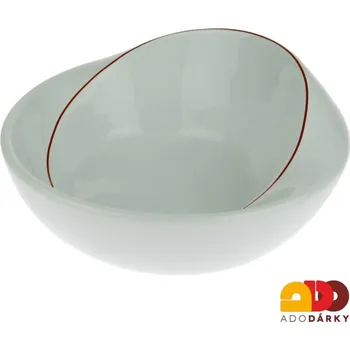 Nepravidelná porcelánová mísa s červeným lemem (Designová mísa z porcelánu)