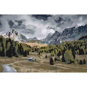 Malování podle čísel - Dolomity 2 Velikost: 40x60cm, Rámování: Pouze srolované plátno