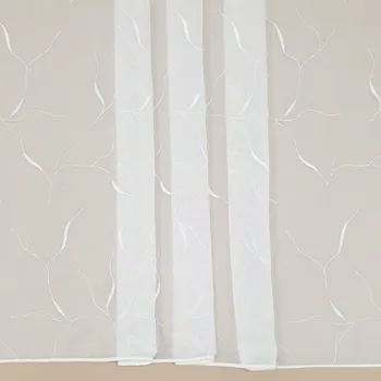 Záclona Voálová záclona bílá, bíle vyšívané větvičky, v.290cm