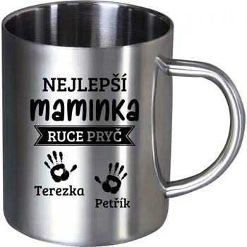 Nerezový hrnek Nejlepší maminka, ruce pryč - 2 děti