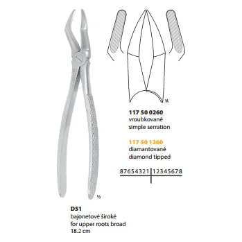 Kleště Medin Kleště extrakční D51 bajonetové široké 18.2cm