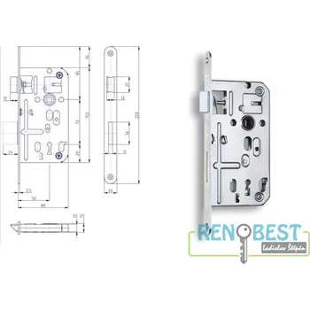 zadlabací zámek HOBES Zámek zadlabací K 134, rozteč 72 mm, zádlab 80 mm Varianty: K 134