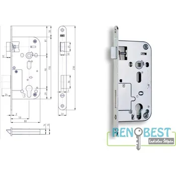 zadlabací zámek HOBES Zámek zadlabací K 113, rozteč 90 mm, zádlab 80 mm Varianty: K 113