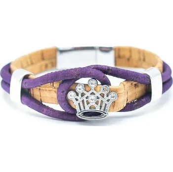 Kabelka Korkový náramek s korunkou - Fialová