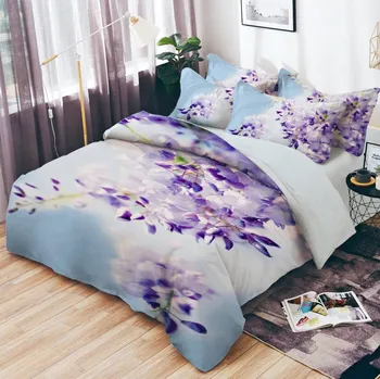 Povlečení Numberoplus Bavlněné povlečení oboustranná na dvě lůžka - Bílomodré květiny