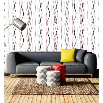 Tapeta DIMEX | Vliesová tapeta na zeď Dimex Line WP-014-01 | 0,75 x 10 m | červená, bílá, šedá, černá + Vliesová tapeta na zeď Dimex Line WP01402 v rozměru 0,75 x 10 m