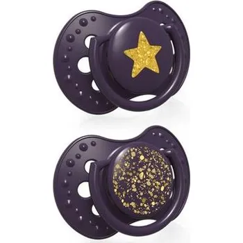 dudlíky LOVI Dudlík silikonový dynamický Stardust 18m+ 2ks fialový