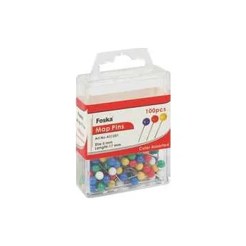 Nástroj na niť a příze Špendlíky s barebnou hlavičkou FOSKA, mapové, 100ks,rychlé dodání