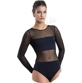 Body Happy Dance,Taneční trikot se síťovinou 3132, černá 44