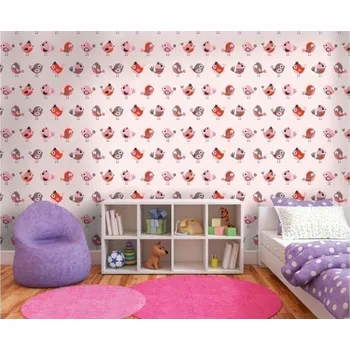 Tapeta DIMEX | Vliesová tapeta na zeď Dimex Line WP-028-01 | 0,75 x 10 m | červená, šedá, růžová, bílá + Vliesová tapeta na zeď Dimex Line WP02802 v rozměru 0,75 x 10 m