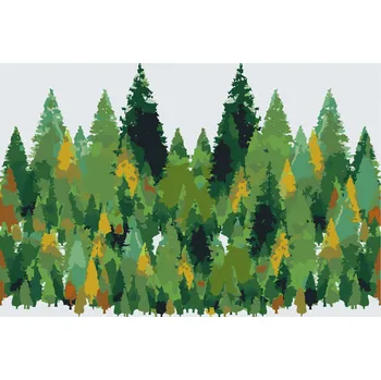 Malování podle čísel - Borovicové stromy Velikost: 40x60cm, Rámování: Pouze srolované plátno