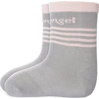 Little Angel Ponožky tenké protiskluz Outlast® - tm.šedá/sv.růžová Velikost: 15-19 | 10-13 cm