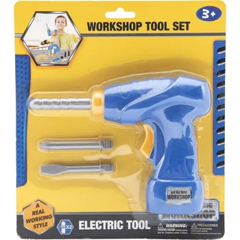 Dětská dílna Teddies Aku Vrtačka nářadí plast 18x14cm s doplňky na baterie se zvukem na kartě 21x24cm