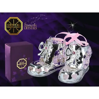 Figurka Designová figurka Dívčí boty s růžovými krystaly v dárkové krabičce - 5*3 cm