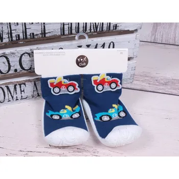 Chlapecké bačkory Ponožkoboty capáčky barefoot bosé bačkůrky ponožky s gumovou stélkou YO OB142 tmavomodré s formulemi velikost: 23