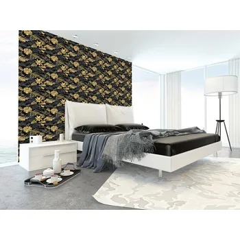 Tapeta DIMEX | Vliesová tapeta na zeď Dimex Line WP-128-01 | 0,75 x 10 m | černá, zlatá + Vliesová tapeta na zeď Dimex Line WP12901 v rozměru 0,75 x 10 m